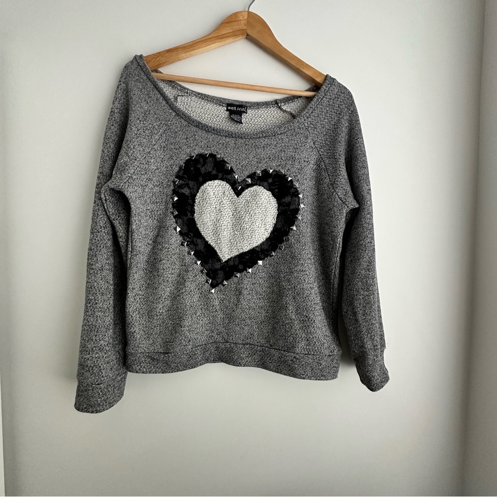 Vintage Wet Seal Y2K Heather Gray Knit Sweater M